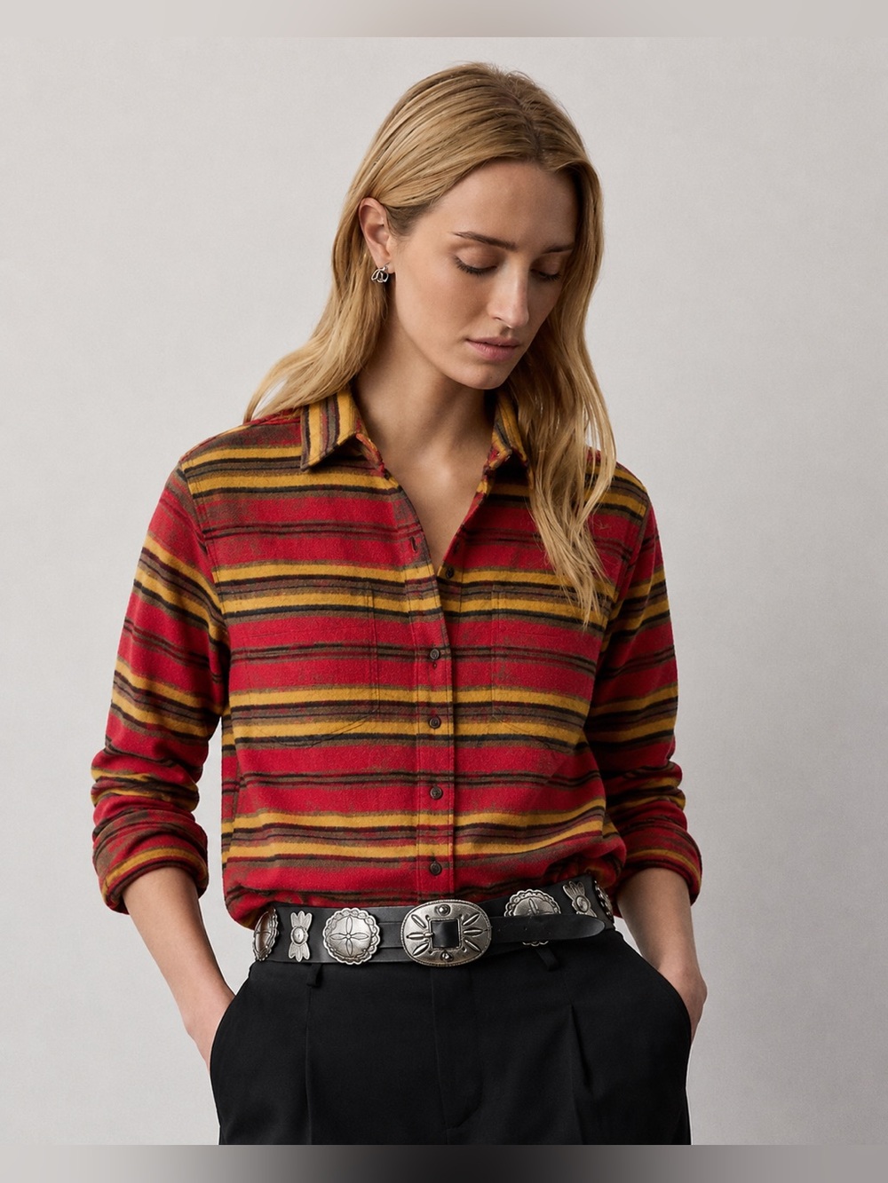 Vintage 1990s Cambridge Dry Goods Button Up Flannel Shirt Jacket Striped *i